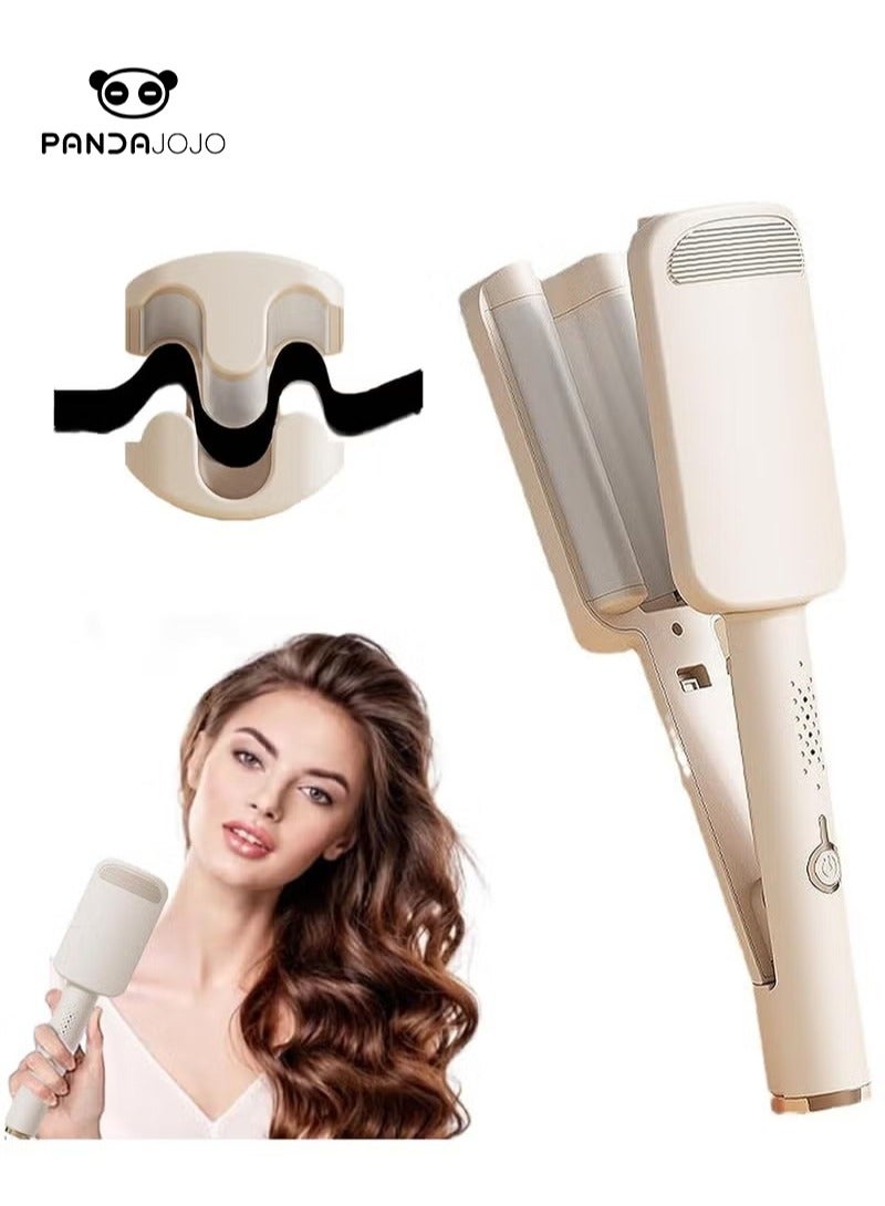PANDA JOJO Waver Curly Iron, Ceramic Deep Curly Iron, 3 Ceramic Curling Rods, Quick Heating, Anti-scald, Dual Voltage, 4 Adjustable Curly Rods, Suitable for Short and Long Hair (Beige) - Image 1