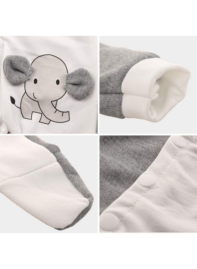 Miunana 13-15 Inch Baby Doll Clothes Elephant Jumpsuit Outfit 1Pcs For New One Year Old 15 Inch Small Baby Doll Clothes Grey And White Doll Pajamas Clothes  - Image 4