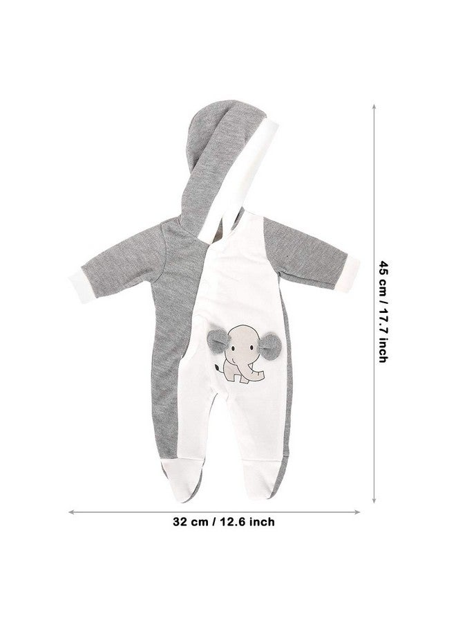 Miunana 13-15 Inch Baby Doll Clothes Elephant Jumpsuit Outfit 1Pcs For New One Year Old 15 Inch Small Baby Doll Clothes Grey And White Doll Pajamas Clothes  - Image 3