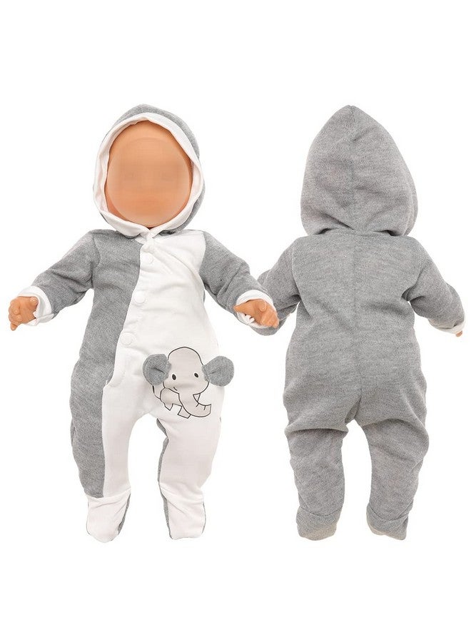 Miunana 13-15 Inch Baby Doll Clothes Elephant Jumpsuit Outfit 1Pcs For New One Year Old 15 Inch Small Baby Doll Clothes Grey And White Doll Pajamas Clothes  - Image 5