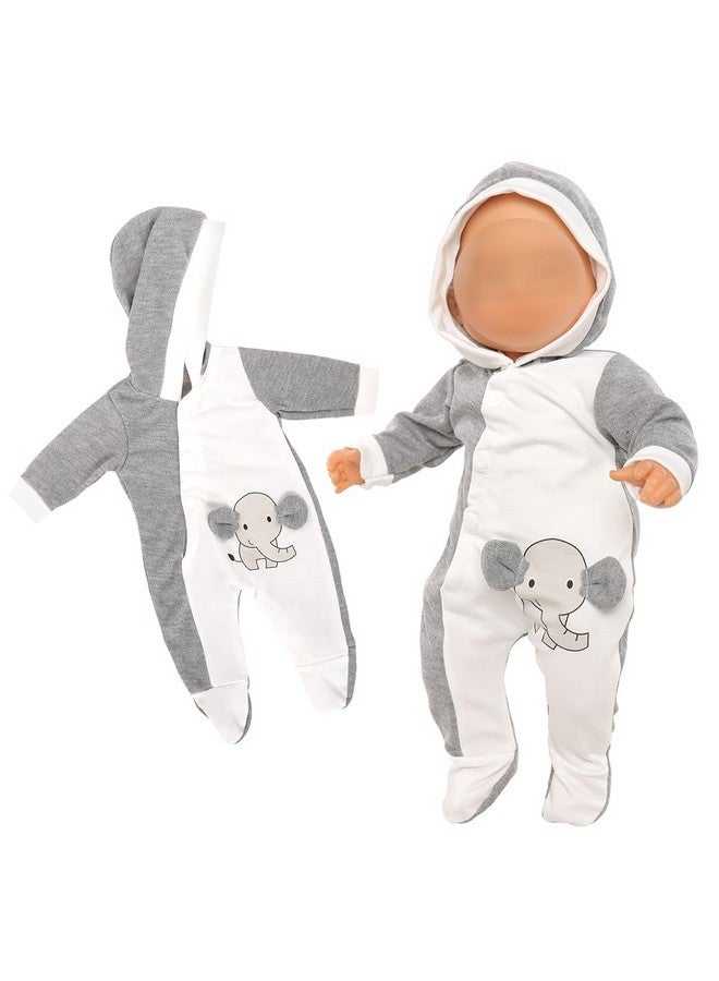 Miunana 13-15 Inch Baby Doll Clothes Elephant Jumpsuit Outfit 1Pcs For New One Year Old 15 Inch Small Baby Doll Clothes Grey And White Doll Pajamas Clothes  - Image 1