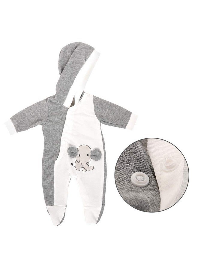 Miunana 13-15 Inch Baby Doll Clothes Elephant Jumpsuit Outfit 1Pcs For New One Year Old 15 Inch Small Baby Doll Clothes Grey And White Doll Pajamas Clothes  - Image 2