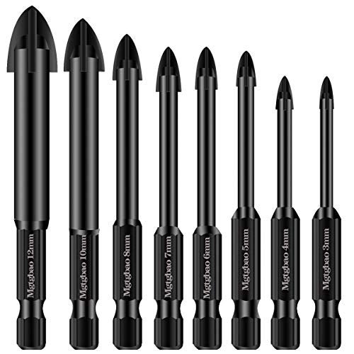 Mgtgbao 8PC Concrete Drill Bit Set, Mgtgbao 3 to12mm Masonry Drill Bits for Tile,Brick, Plastic and Wood,Tungsten Carbide Tip Best for Wall Mirror and Ceramic Tile on Concrete and Brick Wall (1/8”~1/2”) - Image 1
