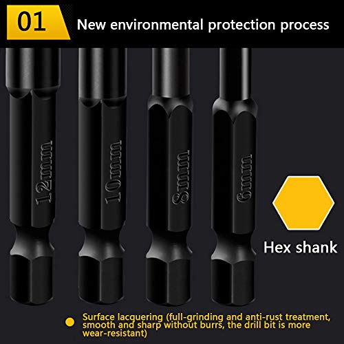 Mgtgbao 8PC Concrete Drill Bit Set, Mgtgbao 3 to12mm Masonry Drill Bits for Tile,Brick, Plastic and Wood,Tungsten Carbide Tip Best for Wall Mirror and Ceramic Tile on Concrete and Brick Wall (1/8”~1/2”) - Image 2