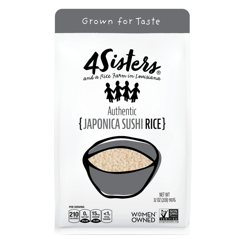 4Sisters - Authentic Short Grain Japonica Sushi Rice - Sustainably Grown - Women Owned - Farm to Table - 2lb - Image 1