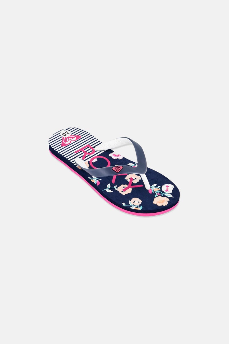 Roxy Kids Girl Brand Logo Slip On Slippers, Multicolor - Image 1