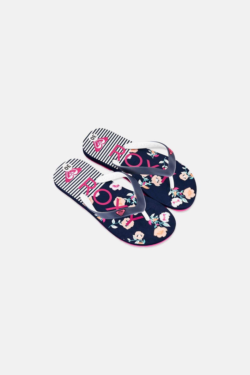 Roxy Kids Girl Brand Logo Slip On Slippers, Multicolor - Image 4