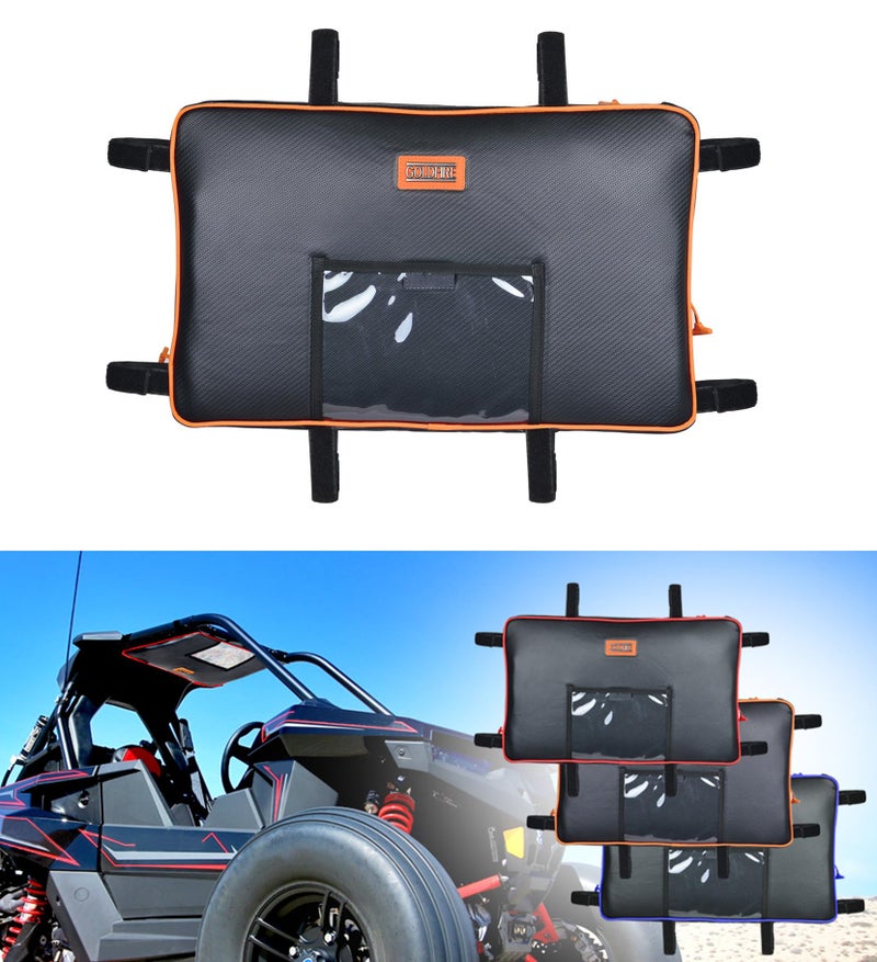 Goldfire RZR Roof Storage Bag UTV Overhead Storage Bag Center Roof Bag Large Capacity Tool Waterproof Gear Bag For 20182024 Polaris RZR RS1 AccessoriesOrange Piping