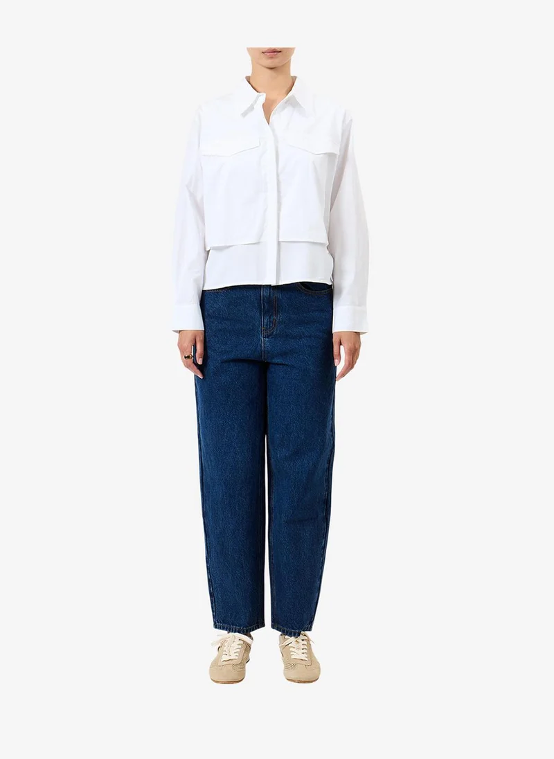 French Connection  Women's Linen White Cambria Milla Mix Shirt for Women | Best Price UAE