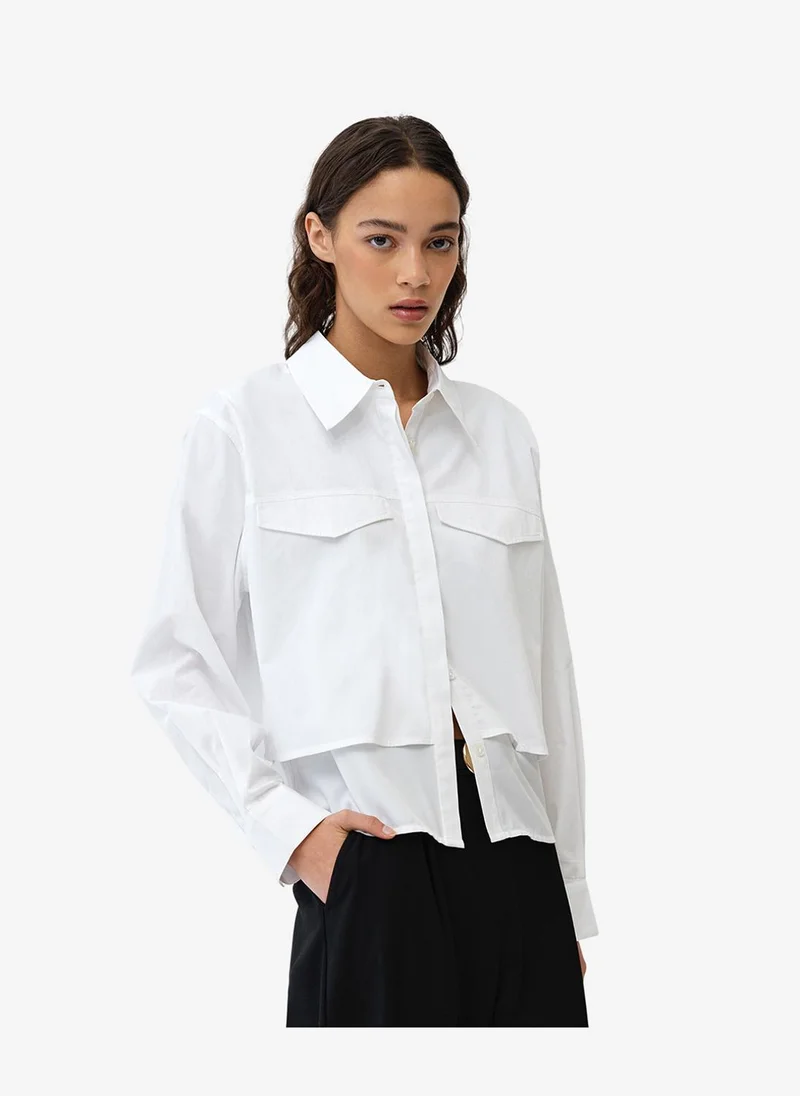 فرنش كونكشن Women's Linen White Cambria Milla Mix Shirt