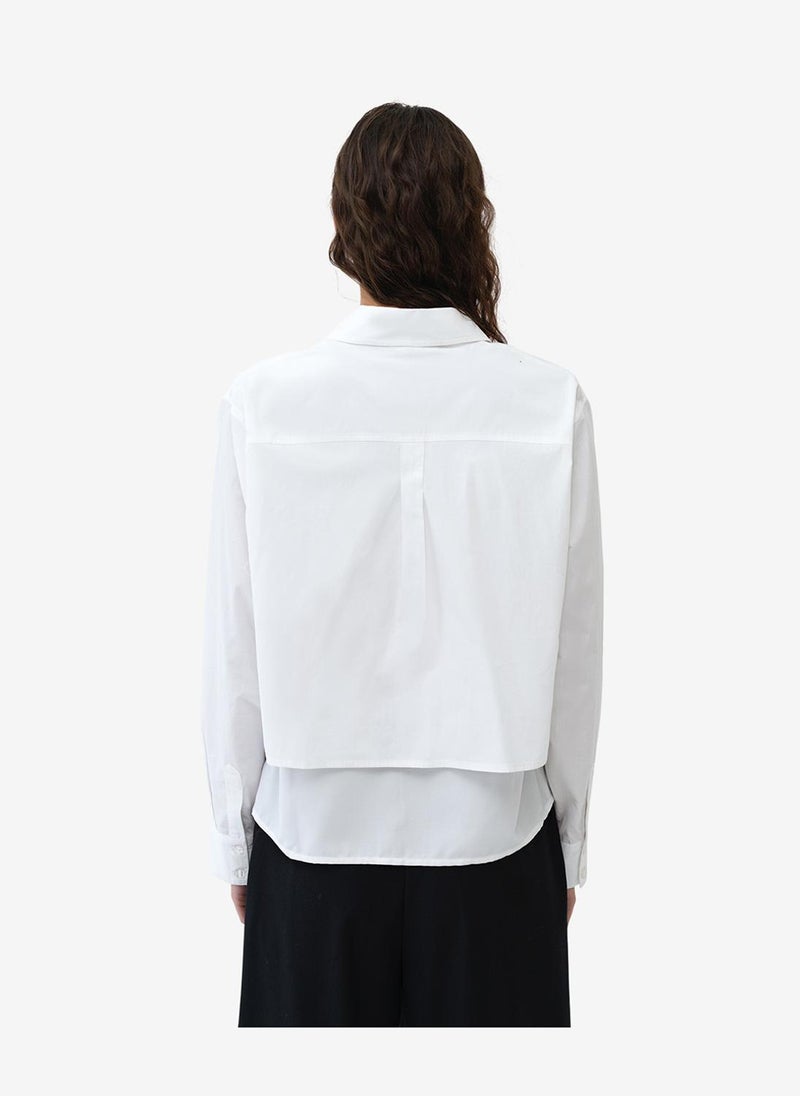 French Connection Women's Linen White Cambria Milla Mix Shirt - Image 4