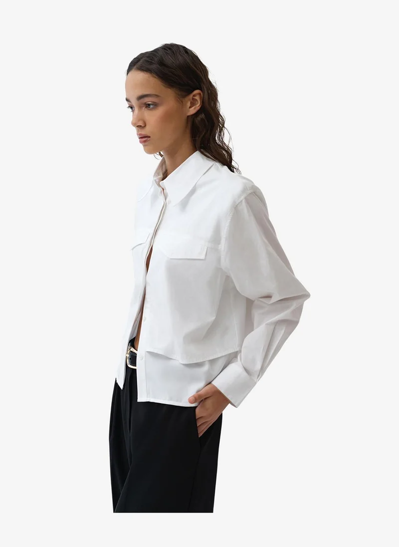 French Connection  Women's Linen White Cambria Milla Mix Shirt for Women | Best Price UAE
