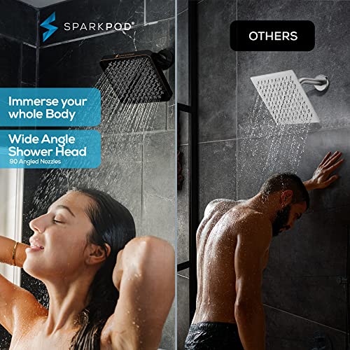 SparkPod Shower Head High Pressure Rain Premium Quality Luxury Design Easy Clean Adjustable Replacement for Your Bathroom Shower Heads Vintage Oil Rubbed Bronze 6 Inch Square - Image 3