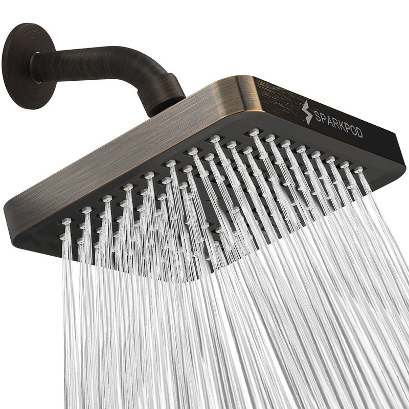 SparkPod Shower Head High Pressure Rain Premium Quality Luxury Design Easy Clean Adjustable Replacement for Your Bathroom Shower Heads Vintage Oil Rubbed Bronze 6 Inch Square - Image 2