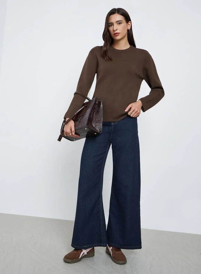 ستايلي سويتر محبوك بقصة عادية