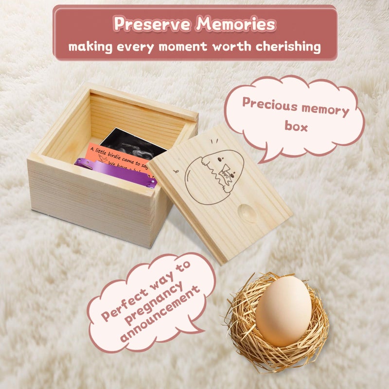 1DFAUL Egg Baby Announcement Reveal Ideas, Surprise Pregnancy Announcement Wood Box for Grandparents Husband Parents Friends, Baby Fun Gifts Box Idea - Image 5