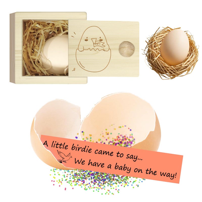 1DFAUL Egg Baby Announcement Reveal Ideas, Surprise Pregnancy Announcement Wood Box for Grandparents Husband Parents Friends, Baby Fun Gifts Box Idea - Image 1