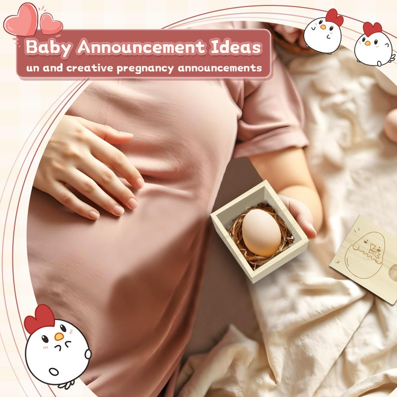 1DFAUL Egg Baby Announcement Reveal Ideas, Surprise Pregnancy Announcement Wood Box for Grandparents Husband Parents Friends, Baby Fun Gifts Box Idea - Image 3