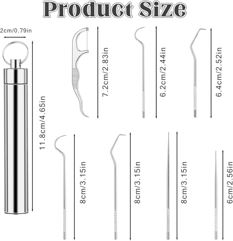 WebWares 7 in 1 Teeth Braces Cleaner Kit, Dental Floss Toothpicks Set with Case, Teeth Cleaner, Stainless Steel Tooth Cleaning Stick for Clean Teeth & Fresh Breath (1pcs) - Image 2