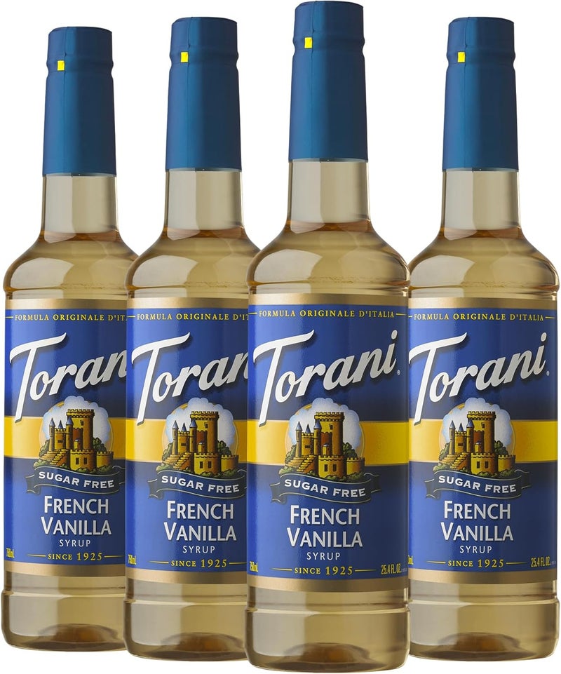 Torani Sugar-Free French Vanilla Syrup - 25.4 Fl Oz Bottles (Pack of 4) - Image 1
