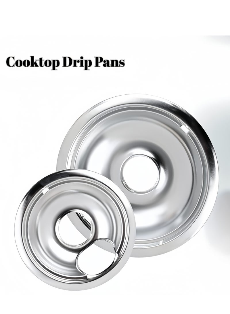 Joyelink Chrome Drip Pan Set For Electric Stoves, Compatible With Ge Stoves, Include 2 Pcs 6'' And 2 Pcs 8 '' Cooktop Drip Pans - Image 1