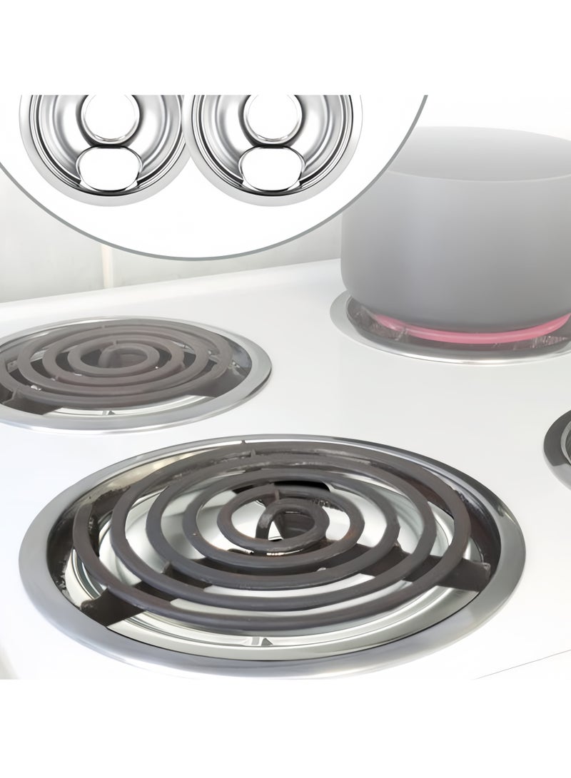 Joyelink Chrome Drip Pan Set For Electric Stoves, Compatible With Ge Stoves, Include 2 Pcs 6'' And 2 Pcs 8 '' Cooktop Drip Pans - Image 4
