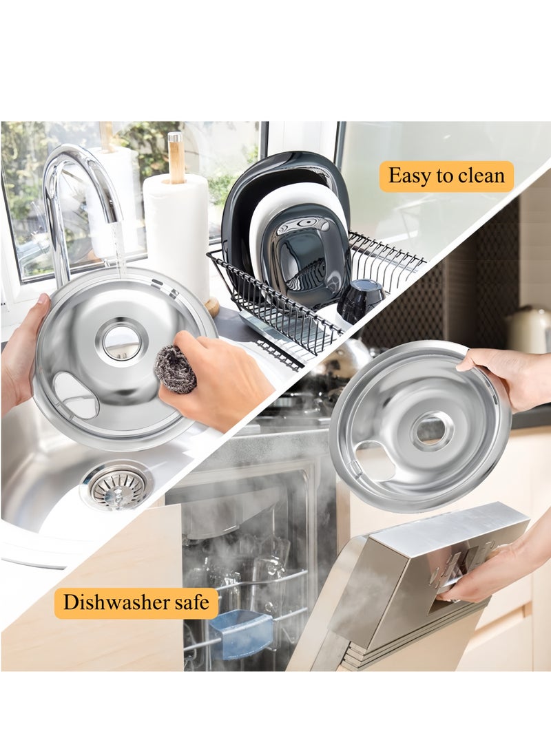 Joyelink Chrome Drip Pan Set For Electric Stoves, Compatible With Ge Stoves, Include 2 Pcs 6'' And 2 Pcs 8 '' Cooktop Drip Pans - Image 5