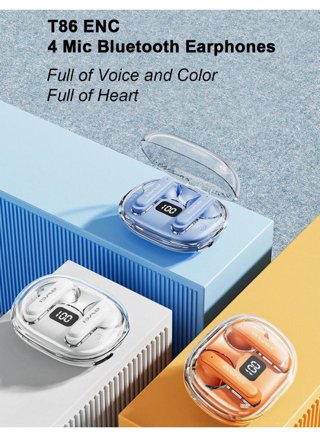 Awei True Wireless T86 ENC Noise Cancelling Bluetooth Earbuds, 4 Mic HiFi Stereo, Gaming Mode, Fast Charge Case, Talk Time 7 Hours, 6 Hours Playtime, IPX6 Waterproof - Image 5
