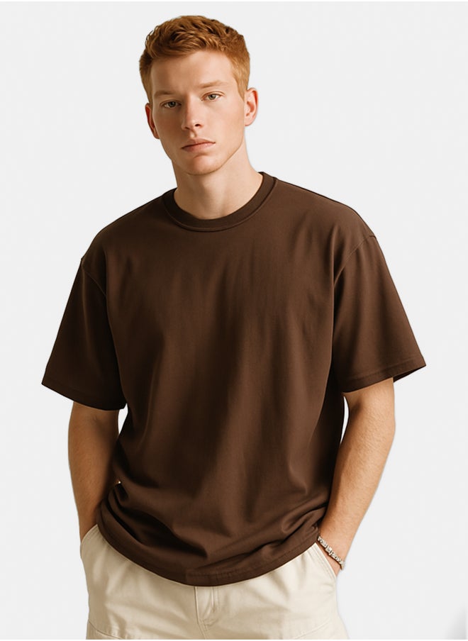 Street 15 - UNISEX BASIC OVERSIZED BROWN T-SHIRT - Image 1