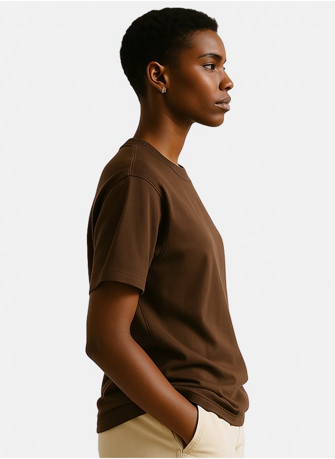 Street 15 - UNISEX BASIC OVERSIZED BROWN T-SHIRT - Image 1