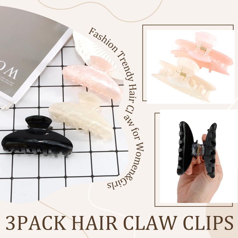 Aprince Claw Clips for Women 3Pcs, Acrylic Claw Clips Non-slip, Large Hair Clips for Thick Hair, Marble Clip Strong Hold, Banana Clip French Barrettes, Cute Hair Clips Glitter (multicolor1) - Image 3