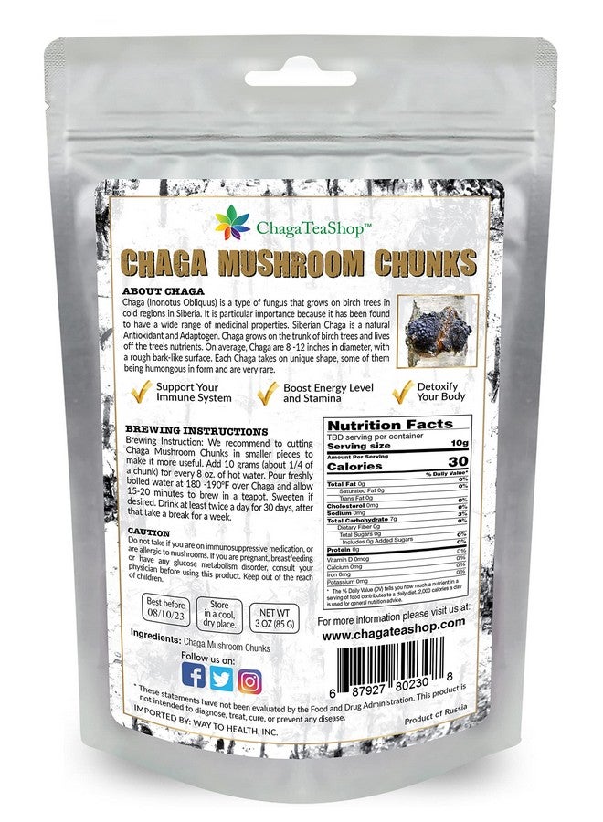 ChagaTeaShop قطع فطر تشاجا السيبيري المحصودة من البرية 3 أوقية (85 جرام) - Image 2