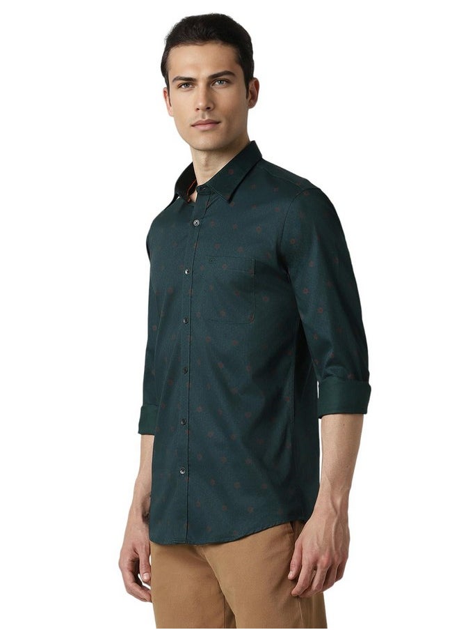 Peter England Peter England Men's Printed Festive Shirt Green  - Image 2