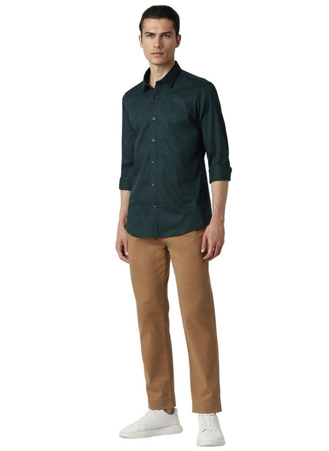 Peter England Peter England Men's Printed Festive Shirt Green  - Image 4