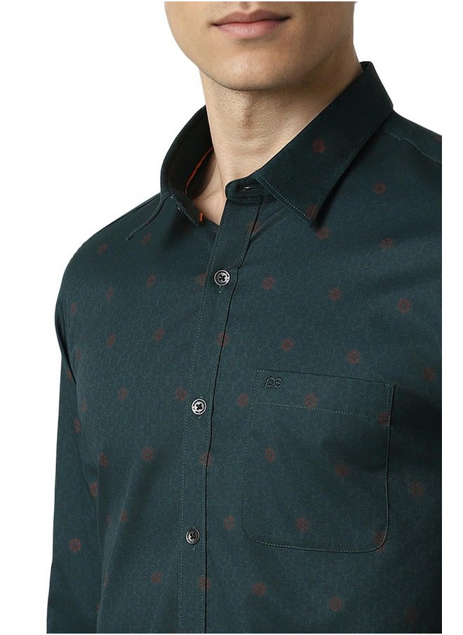 Peter England Peter England Men's Printed Festive Shirt Green  - Image 5