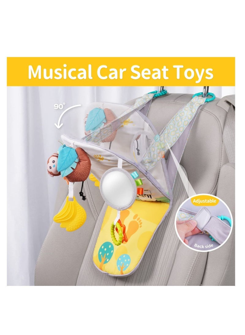 Y&D Infant Car Seat Toy, Baby Activity Center, Adjustable Travel Rear Facing Toys, Developmental Toys for Babies Carseat, with Teethers, Music, Squeaker, 6 to 12 Months - Image 5