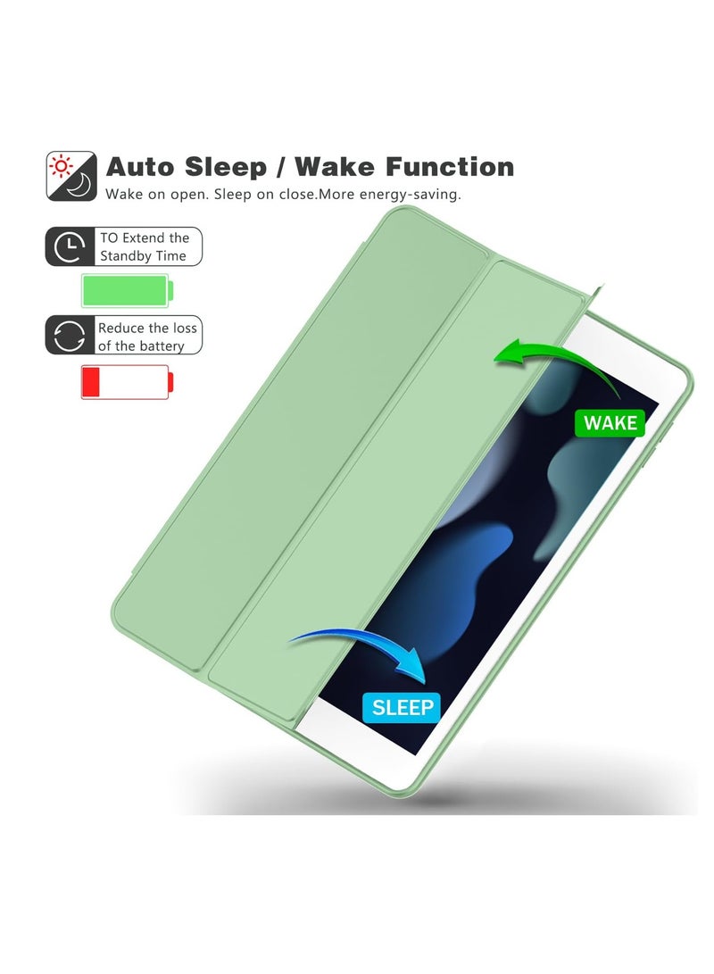 MIGOFAST iPad 9th Generation Case 2021/iPad 8th Generation Case 2020 10.2 Inch with Pencil Holder iPad 7th Gen 2019 Case with Clear Transparent Back, Auto Wake/Sleep Cover See Green - Image 2