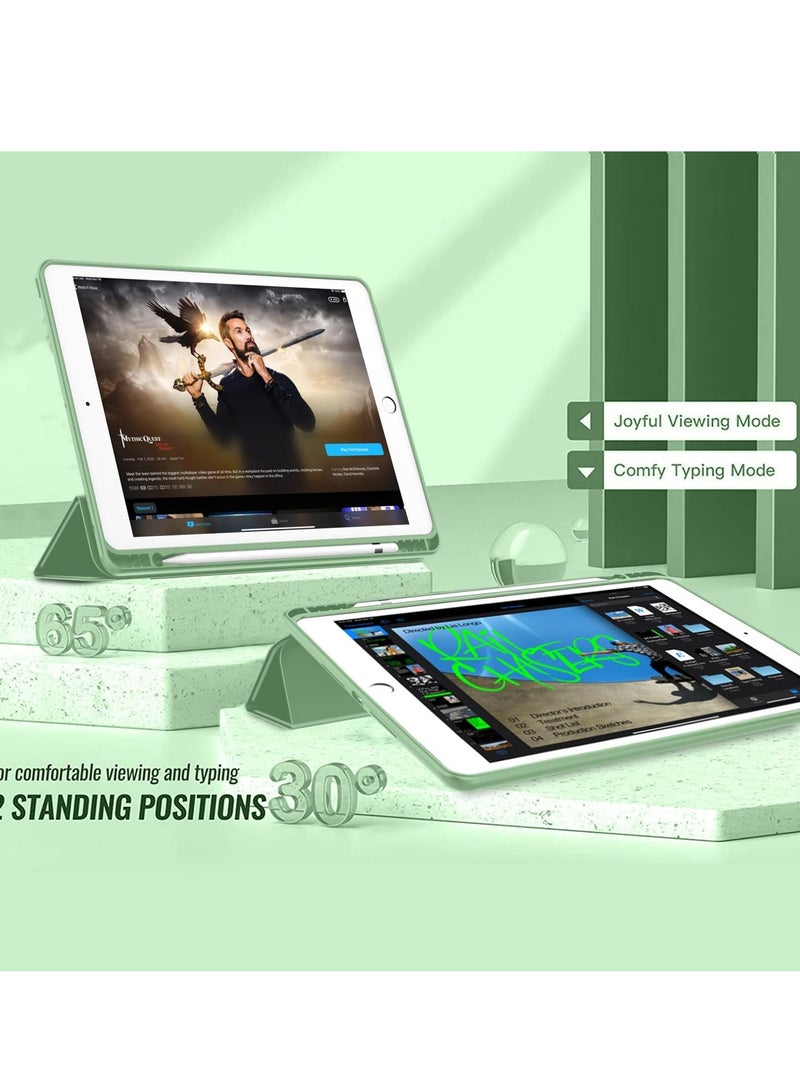 MIGOFAST iPad 9th Generation Case 2021/iPad 8th Generation Case 2020 10.2 Inch with Pencil Holder iPad 7th Gen 2019 Case with Clear Transparent Back, Auto Wake/Sleep Cover See Green - Image 3