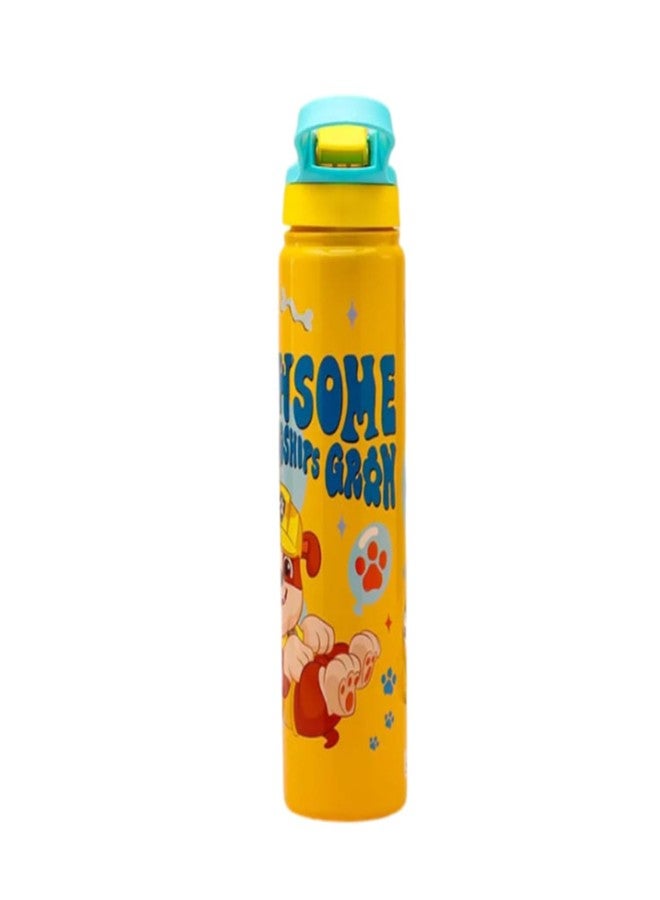 STRIDERS Paw Patrol Sipper Water Bottle |Girls &Boys | Double Wall Insulated Stainless Steel Bottle | Up to 24Hrs Hot & Cold | BPA-Free Push Button Lid |for College, School, Office, Gym, Sports –Yellow 750ml - Image 1