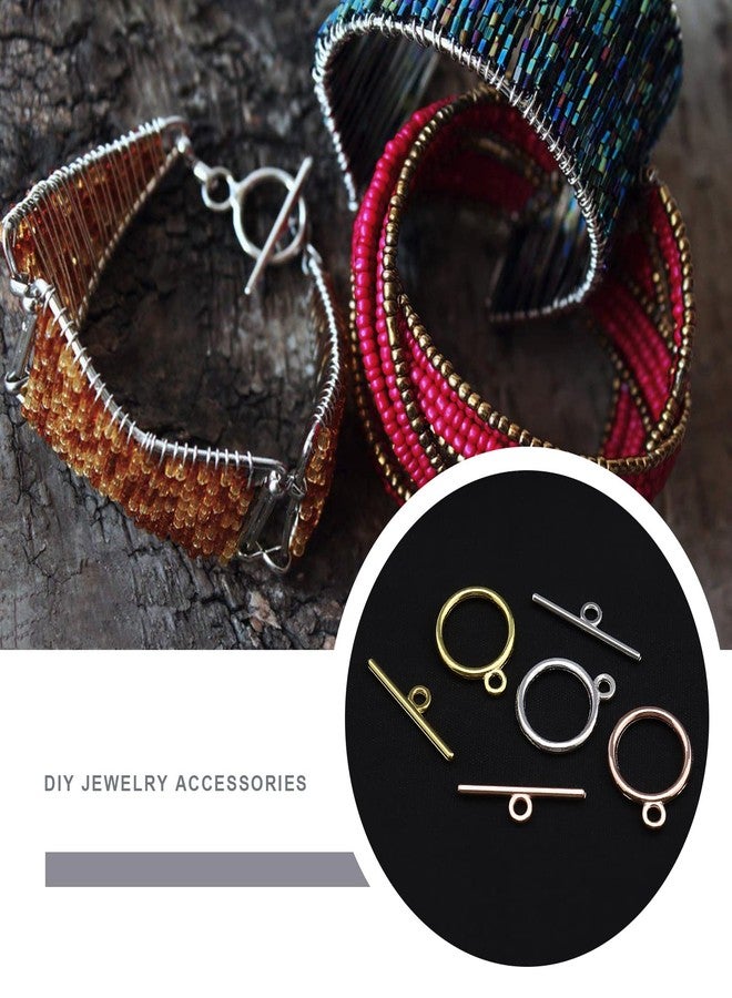 Create idea 4 Pack with 80 Sets Toggle Clasp Metal Round Toggle Clasp T-Bar Closure Jewelry Accessories for DIY Jewelry Making Necklace Bracelets - Image 2