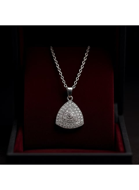 Luxury Triangle Drop Necklace – Platinum & Rhodium Plated – Crystal-Encrusted Pendant