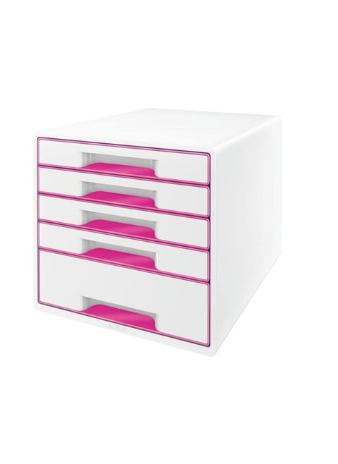 Leitz Wow Cube Storage Box With Drawers 5 Schubladen Rosa Metallic