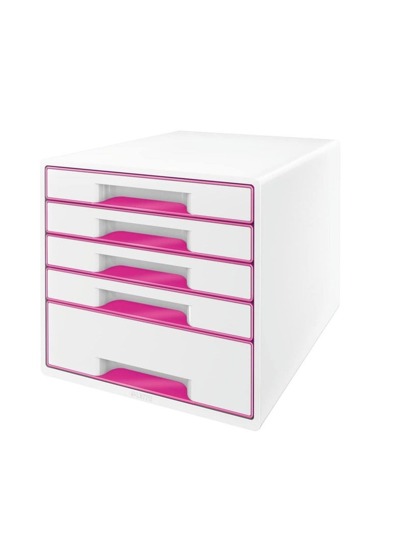 Leitz Wow Cube Storage Box With Drawers 5 Schubladen Rosa Metallic
