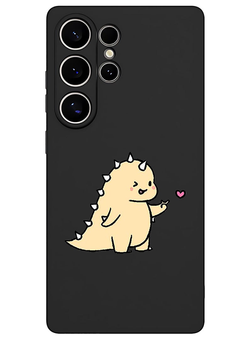 Theodor Protective Slim Fit Case Liquid Silicone Cover with Full Body Protection Anti-Scratch Shockproof Case For Samsung Galaxy S25 Ultra (Black) - Dino love - Image 1