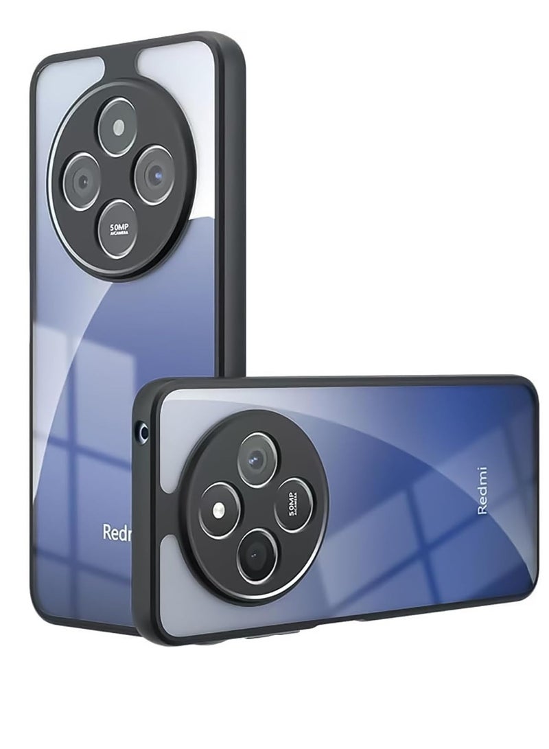 متوافق مع حافظة هاتف Redmi 14C / Poco C75 4G شفافة، مقاومة للصدمات من الدرجة العسكرية ومضادة للاصفرار، حافظة هاتف واقية نحيفة وغطاء كامل من الصدمات مع عدسة كاميرا واقية - أسود - Image 1