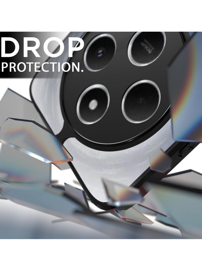 متوافق مع حافظة هاتف Redmi 14C / Poco C75 4G شفافة، مقاومة للصدمات من الدرجة العسكرية ومضادة للاصفرار، حافظة هاتف واقية نحيفة وغطاء كامل من الصدمات مع عدسة كاميرا واقية - أسود - Image 4