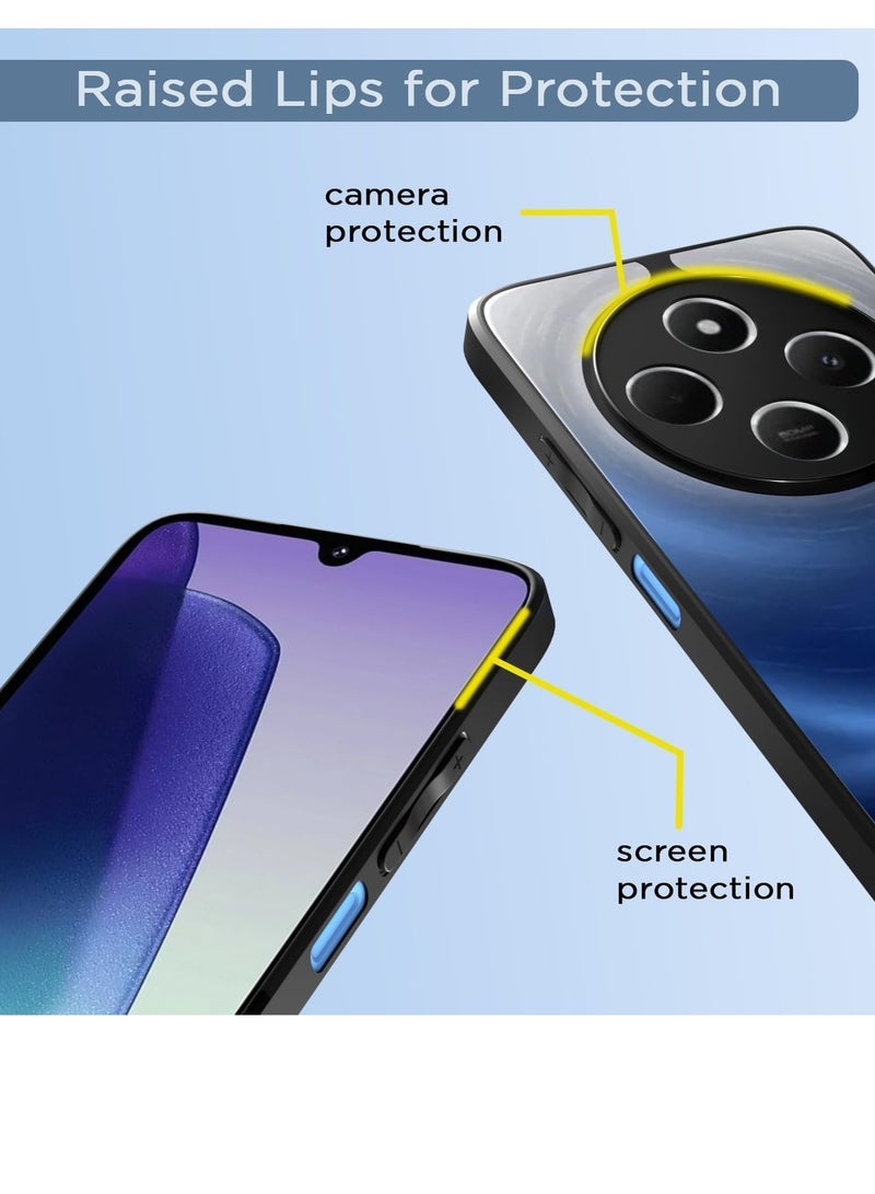 متوافق مع حافظة هاتف Redmi 14C / Poco C75 4G شفافة، مقاومة للصدمات من الدرجة العسكرية ومضادة للاصفرار، حافظة هاتف واقية نحيفة وغطاء كامل من الصدمات مع عدسة كاميرا واقية - أسود - Image 5