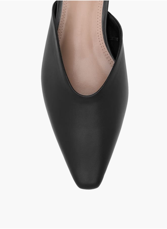 Celeste - Women's Solid Pointed Toe Slip-On Mules with Kitten Heels - Image 1