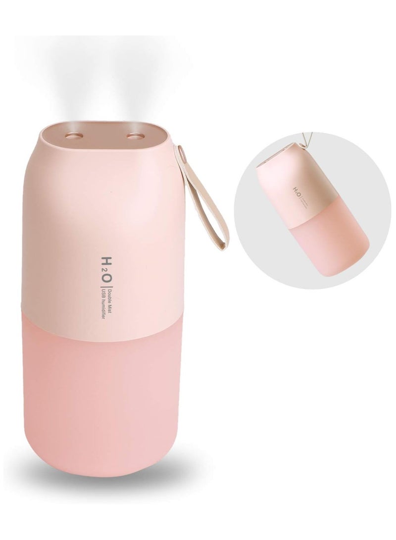 USB mini dual-spray humidifier portable air purifier for home and car pink  - Image 4