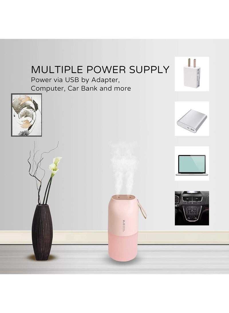 USB mini dual-spray humidifier portable air purifier for home and car pink  - Image 3